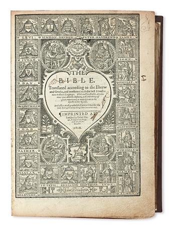 BIBLE IN ENGLISH.  The Bible . . . Translated according to the Ebrew and Greeke.  1608 + 1608 Concordance + 1609 metrical Psalms.